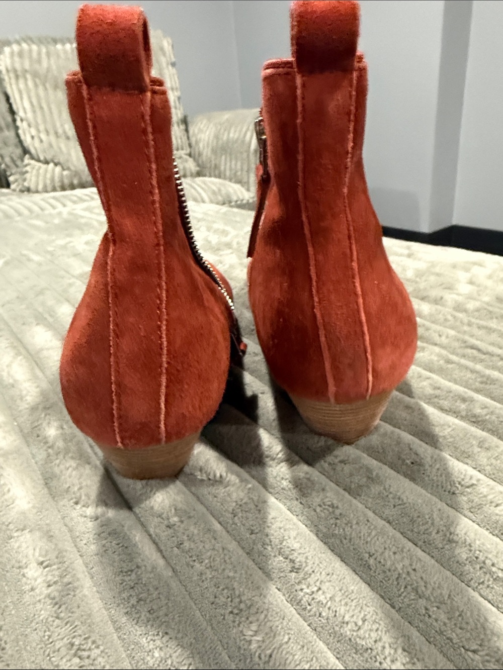Dolce Vita Rust Suede Ankle Booties with Side Zip - Picture 7 of 7